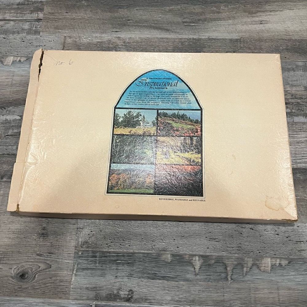Set of 6 vintage permanent plastic coated inspirational placemats